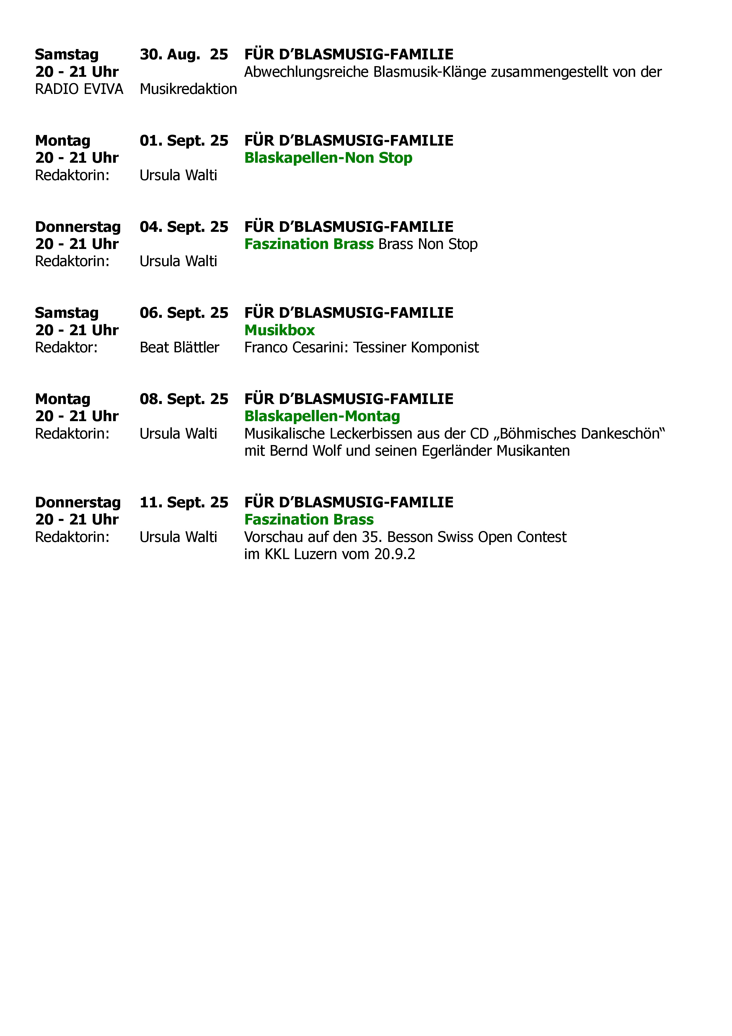 Eviva Blasmusik-Sendungen 14.7.25 -  12.9.25 -0003